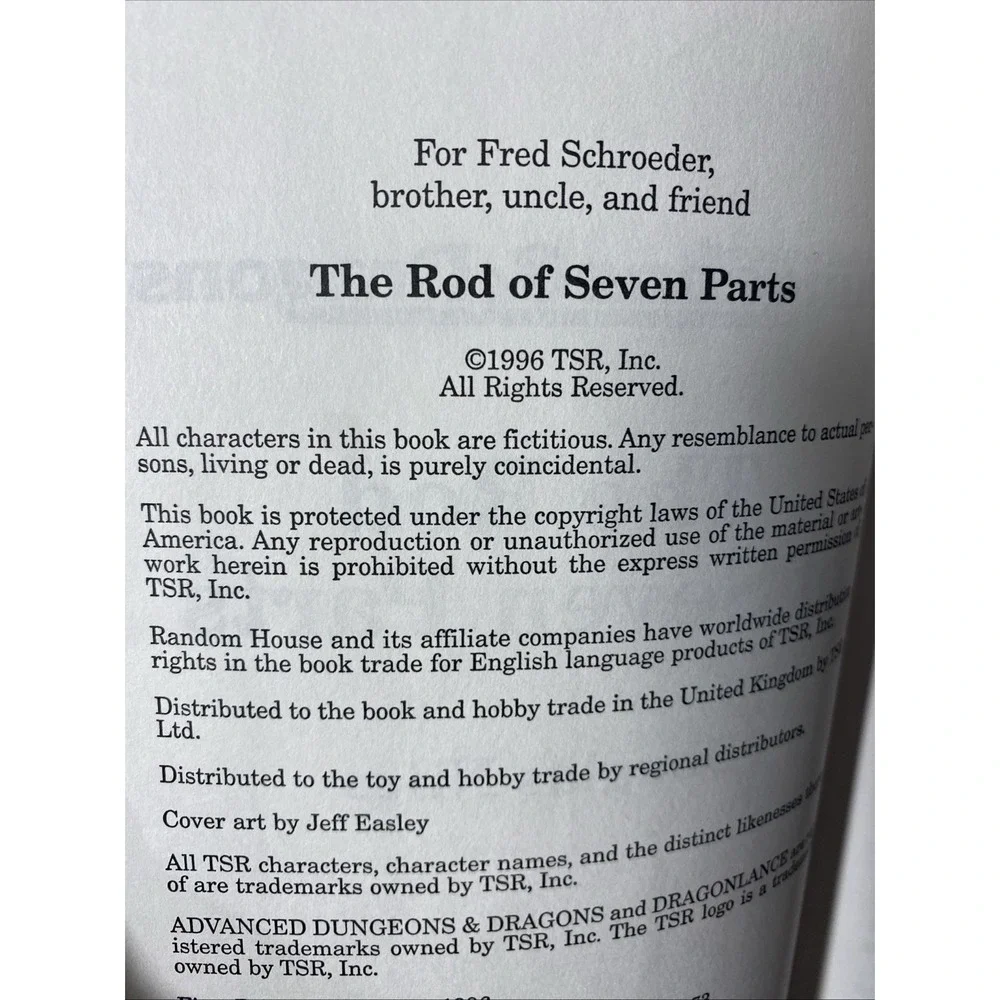 Dungeons and‎ Dragons The Rod of Seven Parts by Douglas Niles Hardcover 1st 1996